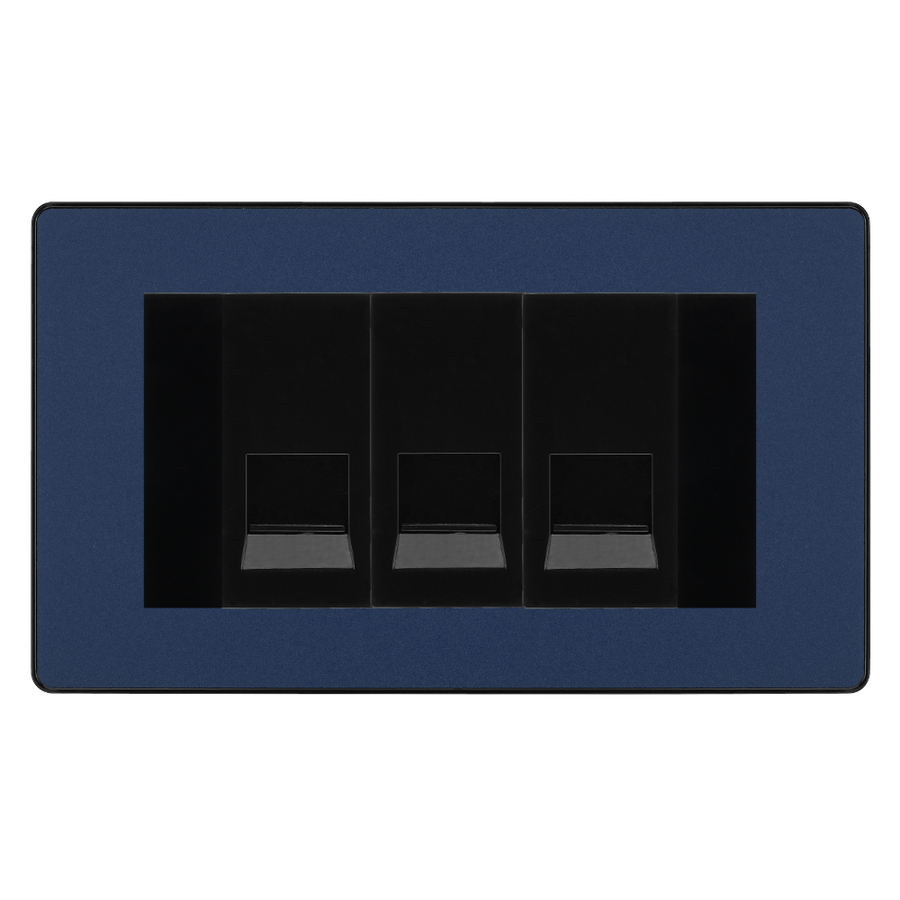 BG Evolve Matt Blue 3 Gang Secondary Telephone Socket, Screw Terminal - Black Insert