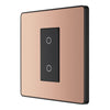 BG Evolve Polished Copper Single Master Touch Dimmer Switch PCDCPTDM1B with 35mm Steel Back Box