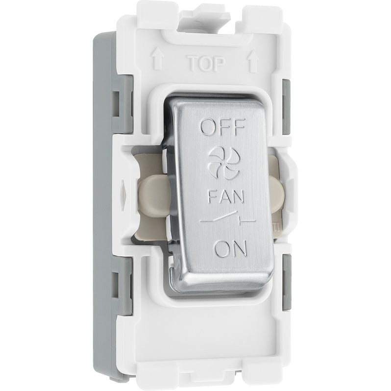 BG RBS15 Nexus Grid Brushed Steel 10A 3 Pole Fan Isolator Switch Module