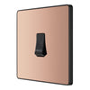 BG Evolve Polished Copper 10AX 1 Way Press Switch PCDCP14B with 35mm Steel Back Box