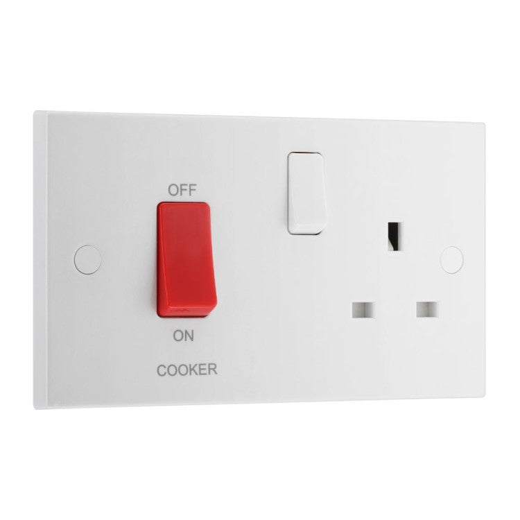 BG 971 Moulded Square Edge | White | 45A Switch 13A Switched Socket Cooker Control Unit