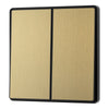 BG Evolve Satin Brass 2 Way Double Edge to Edge Rocker Switch PCDSB42EB with 35mm Steel Back Box