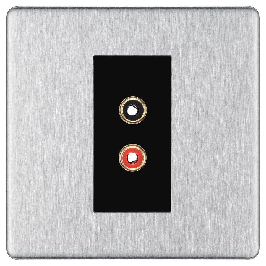 BG Screwless Brushed Steel Euro Module RCA X 2 Outlet FBSRCA2B