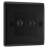 BG Nexus Matt Black Double Isolated Coaxial Socket NFB63 with 25mm Steel Back Box