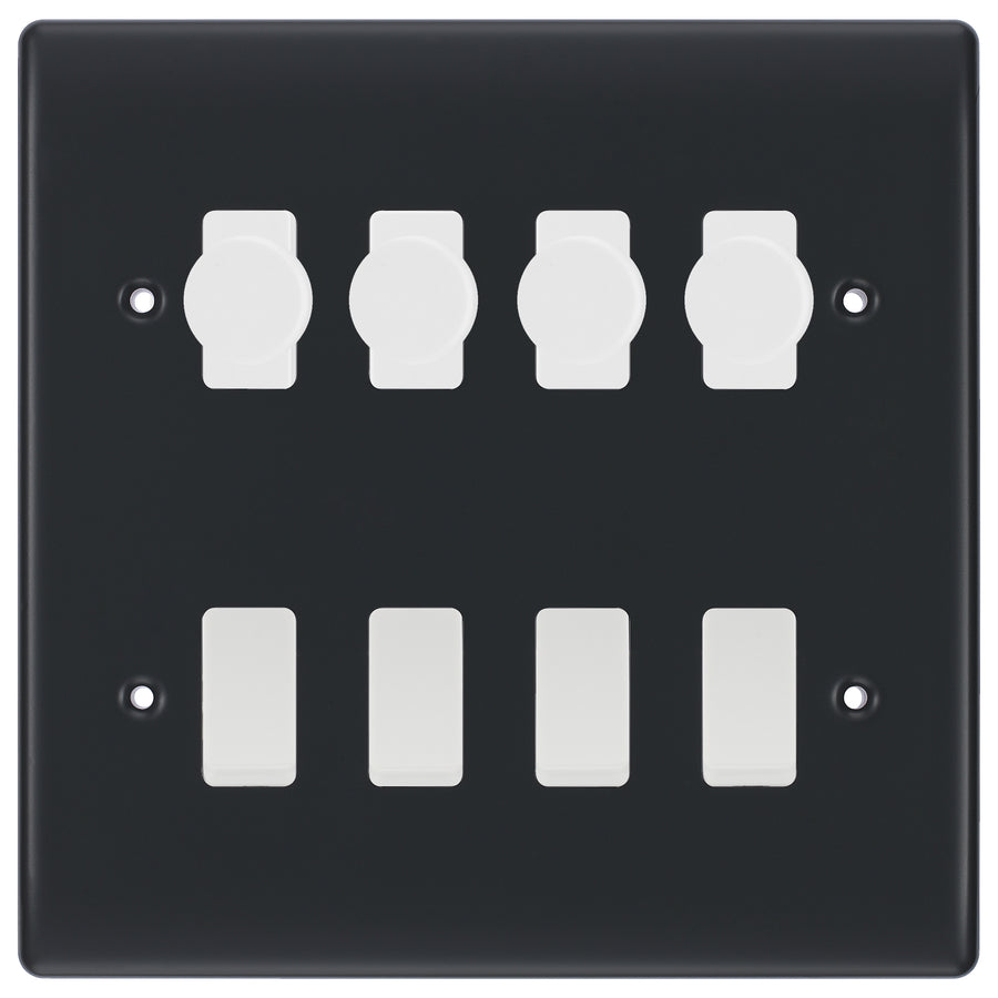 BG Part M 8 Gang Switch 4x Intelligent Dual Mode Dimmer 4x 2 Way Custom Grid
