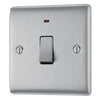 BG Nexus Brushed Steel 1 Gang 20A 2 Pole Neon Switch NBS31 with 35mm Steel Back Box