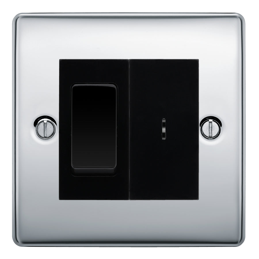 BG Nexus Polished Chrome 20A Secret Key Switch with 20A Double Pole Switch - Black Insert