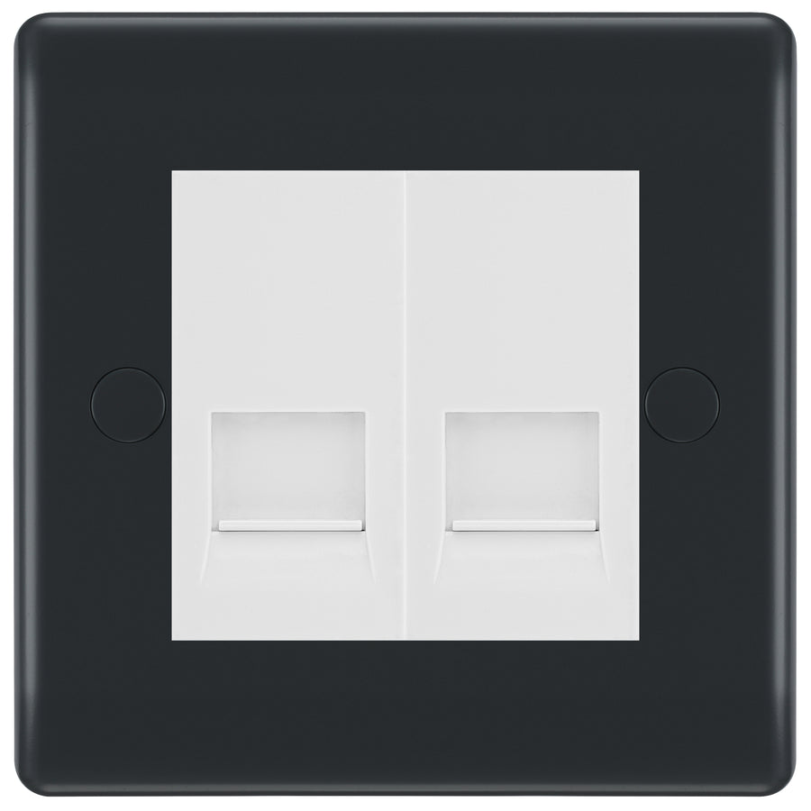 BG Part M Double RJ11 Telephone Socket, Screw Terminal - White Insert