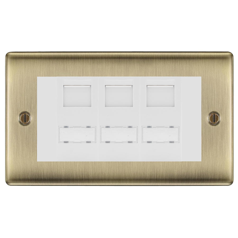 BG Nexus Antique Brass 3 Gang RJ45 CAT6 Data Socket White Inserts