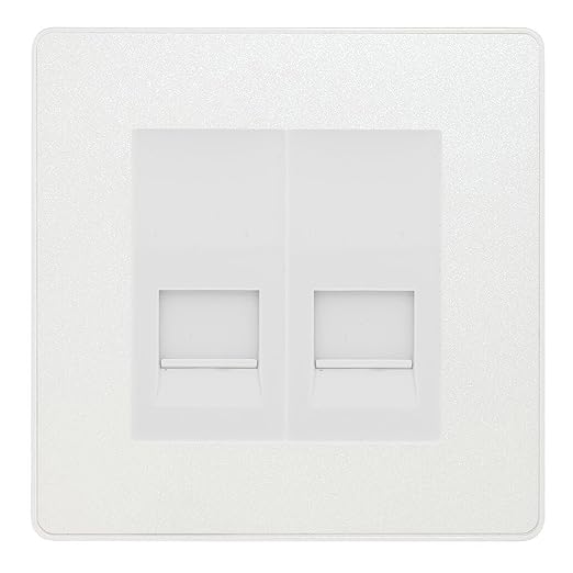 BG Evolve Pearlescent White Double IDC Secondary Telephone Socket - White Insert