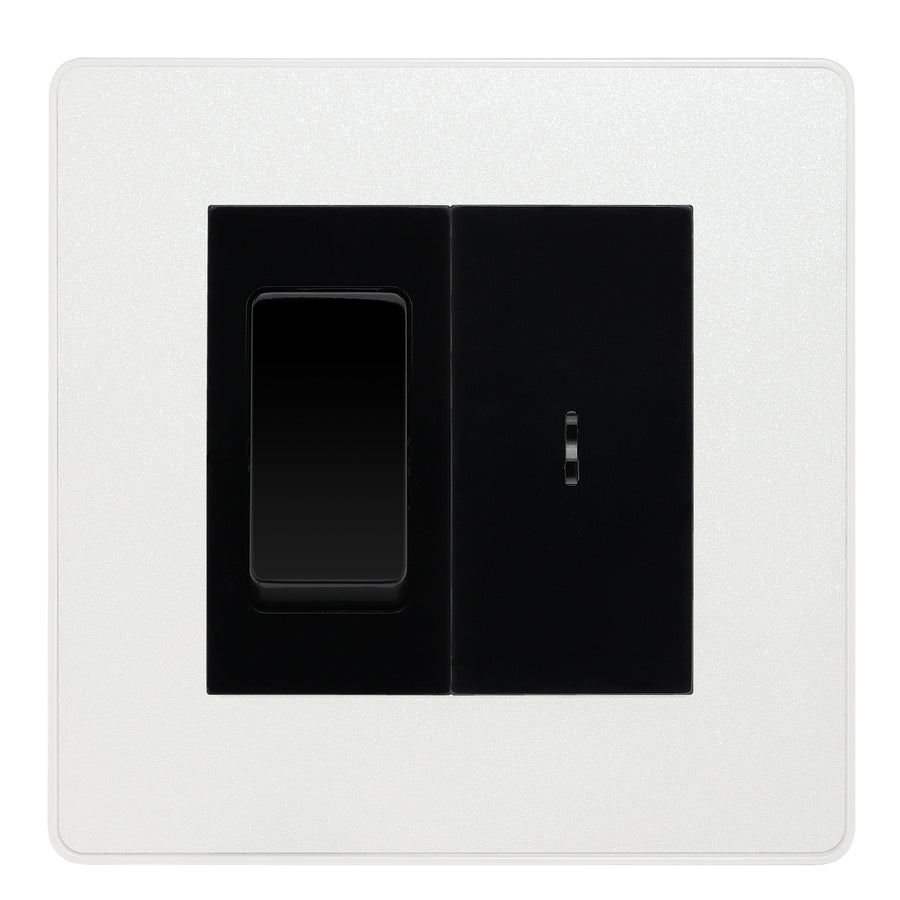 BG Evolve Pearlescent White 20A Secret Key Switch with 20A Double Pole Switch - Black Insert