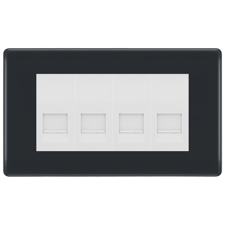 BG Part M 4 Gang Master Telephone Socket, Screw Terminal - White Insert