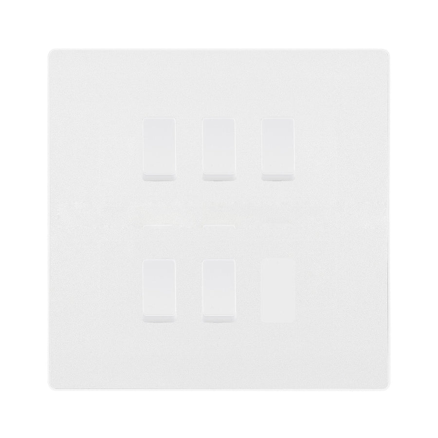 BG Evolve Pearlescent White 5 Gang Intermediate Custom Grid Light Switch