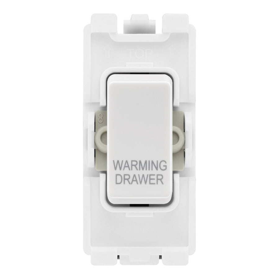BG RRWDW White 20A DP Appliance Grid Switch Labelled Warming Drawer