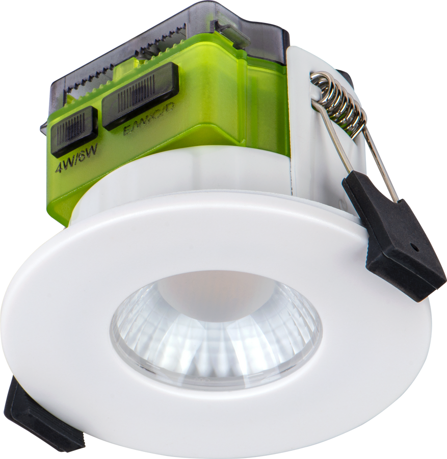 Luceco FTF6WCCT FType Mk2 White IP65 4W-6W 465lm-750lm CCT 90mm Fire-Rated Flat Bezel LED Downlight