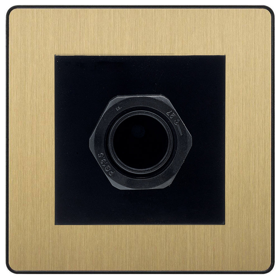 BG Evolve Satin Brass 45A Flex Outlet Euro Module | Black Insert