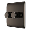 BG Nexus Black Nickel 200W 2 Way Trailing Edge Double Dimmer Switch NBN82 and 25mm Steel Back Box