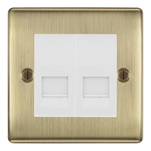 BG Nexus Antique Brass Double IDC Secondary Telephone Socket - White Insert