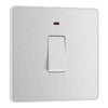 BG Evolve Brushed Steel 20A 2 Pole LED Switch PCDBS31W with 25mm Steel Back Box