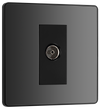 PCDBC60B Front - his Evolve Black Chrome single coaxial socket from British General can be used for TV or FM aerial connections.