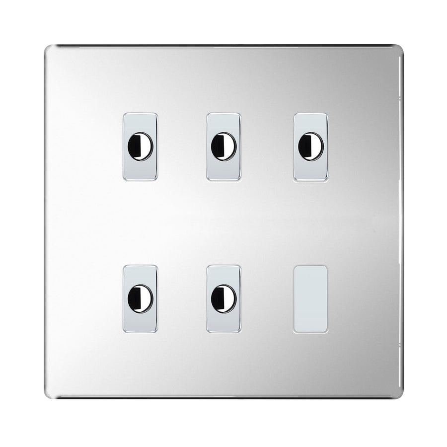 BG Nexus Screwless Polished Chrome 5 Gang Flex Outlet Socket