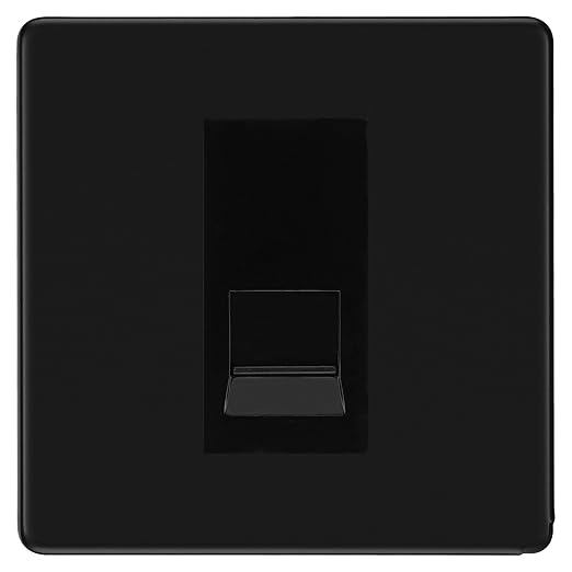 BG Screwless Matt Black Single IDC Secondary Telephone Socket - Black Insert