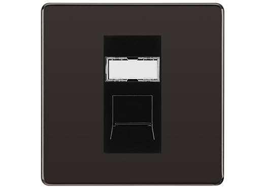 BG Screwless Black Nickel Single 1 Gang RJ45 Data Socket FBNRJ451B Black Insert