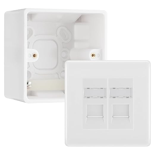 BG Nexus White RJ45 CAT6 Module with 2 Gang Faceplate, 2 Port Network ...