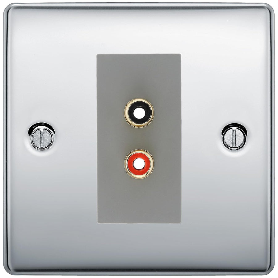 BG Nexus Polished Chrome Euro Module RCA X 2 Outlet NPCRCA2G