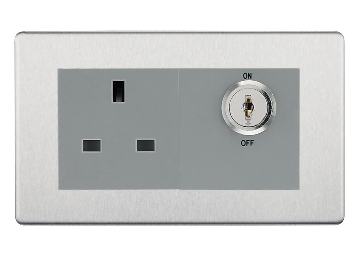 BG Screwless Brushed Steel 13A Double Pole Key Controlled...– The ...
