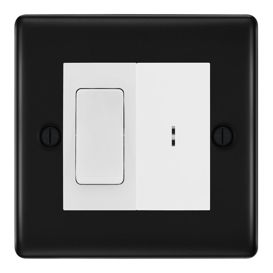 BG Nexus Matt Black 2 Way Single Pole Key Switch with 2 Way Single Pole Switch, Key Included - White Insert