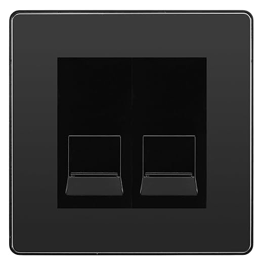 BG Evolve Black Chrome Double RJ11 Telephone Socket PCDBCRJ112 - Black Insert