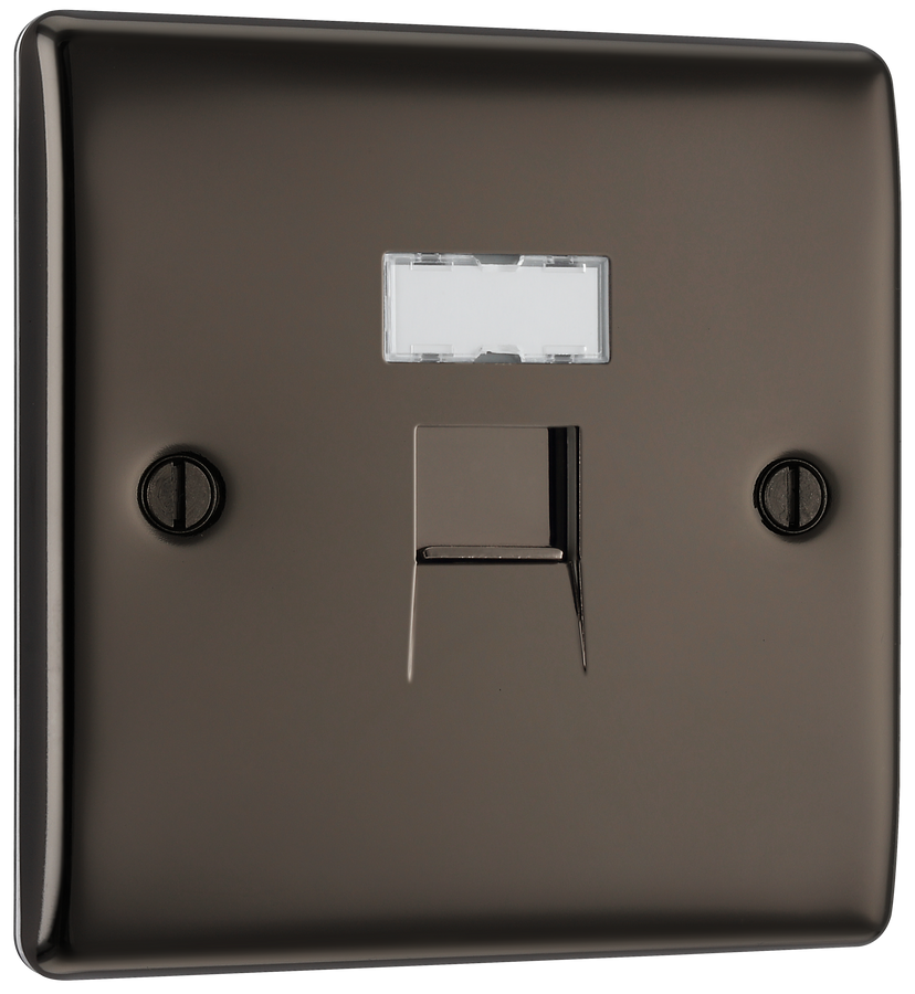 NBNRJ451 Front - This RJ45 ethernet socket from British General uses an IDC terminal connection and is ideal for home and office providing a networking outlet with ID window for identification.