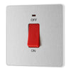 BG Evolve Brushed Steel 1 Gang Single Plate 45A 2 Pole Neon Cooker Switch PCDBS74W with 25mm Steel Back Box