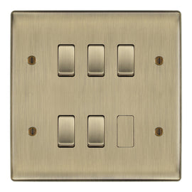 BG Antique Brass 5 Gang 2 Way Custom Grid Light Switch with Back Box Included