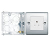BG Nexus Polished Chrome 2A Unswitched Round Pin Socket NPC28W with 25mm Steel Back Box