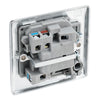 BG Nexus Metal Polished Chrome 13A Switched Spur + Neon + Cable Outlet NPC53 with 25mm Steel Back Box