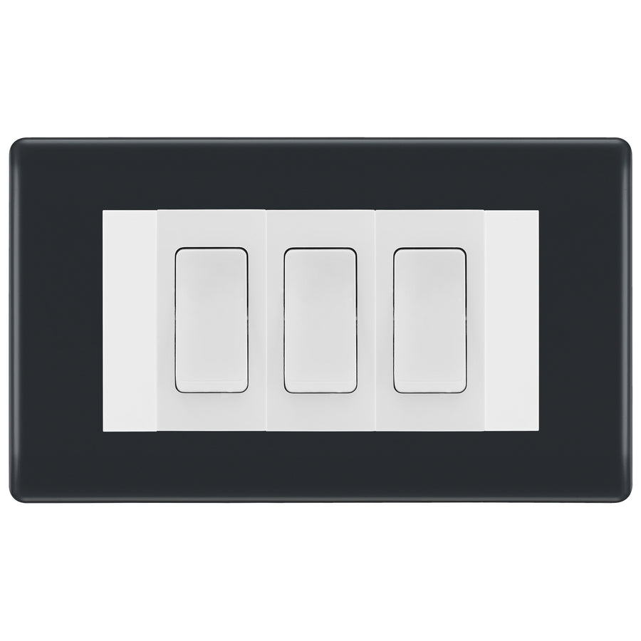 BG Part M 3 Gang 16AX Intermediate Light Switch Graphite - White Insert