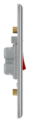 NBS72 Side - This 45A double pole switch with indicator from British General is ideal for use with cookers and has a large mounting plate measuring 146mm high x 86mm wide.