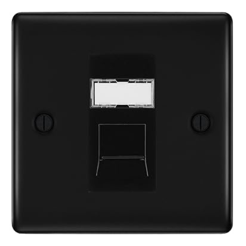 BG Nexus Matt Black Single 1 Gang RJ45 Data Socket NFBRJ451B Black Insert