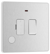 PCDBS52W Front - This Evolve Brushed Steel 13A fused and switched connection unit from British General with power indicator provides an outlet from the mains containing the fuse, ideal for spur circuits and hardwired appliances.