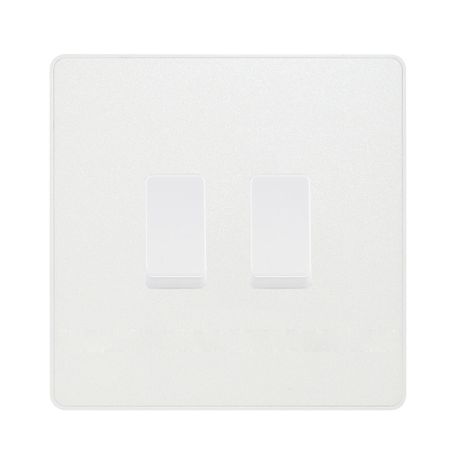 BG Evolve Pearlescent White 2 Gang Intermediate Custom Grid Light Switch