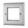 BG Brushed Steel Satin Single 2 Gang Brush Cable Entry Wall Plate Black