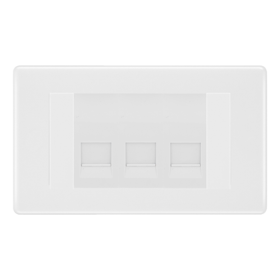 BG White Moulded 3 Gang Secondary Telephone Socket, Screw Terminal - White Insert