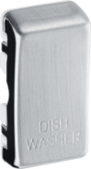 RRDWBS Side - This brushed steel finish rocker can be used to replace an existing switch rocker in the British General Grid range for easy identification of the device it operates and has 'DISH WASHER' embossed on it.