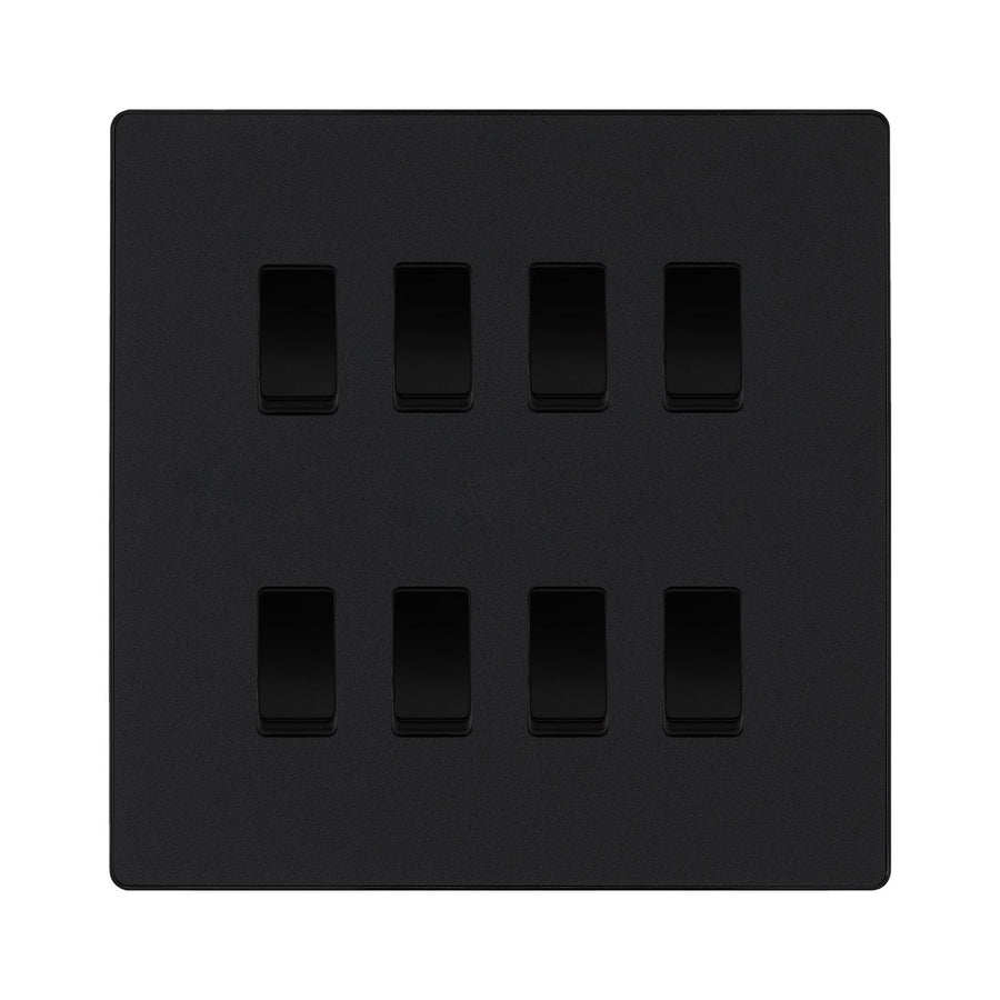 BG Evolve Matt Black 8 Gang Custom Grid Light Switch