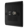 BG Nexus Matt Black Double 1x Co-Axial 1x Satellite Socket NFB65 with 25mm Steel Back Box