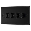 BG Nexus Matt Black 200W 2 Way Quadruple Trailing Edge Dimmer Switch NFB84 with 25mm Steel Back Box