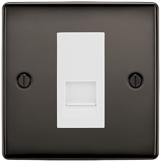 BG Nexus Black Nickel Single RJ11 Telephone Socket NBNRJ111 - White Insert