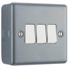 BG MC543 Metal Clad 20A 16AX 2 Way Triple Light Switch